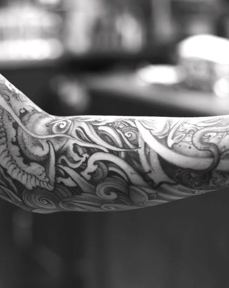 上古神兽纹身图片_手臂新传统纹身图案