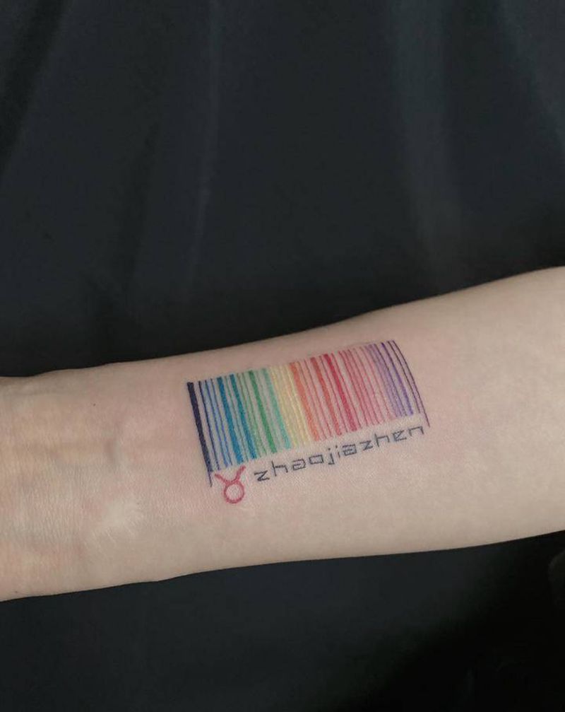 条码纹身图片_手臂纹身图案