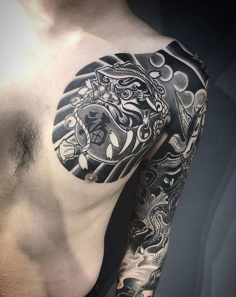 达摩蛋完成纹身图片_胸部纹身图案