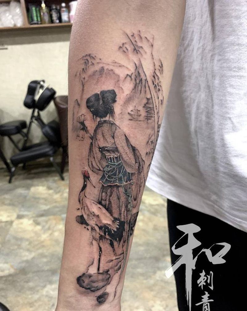 侍女纹身图片_手部手臂纹身图案