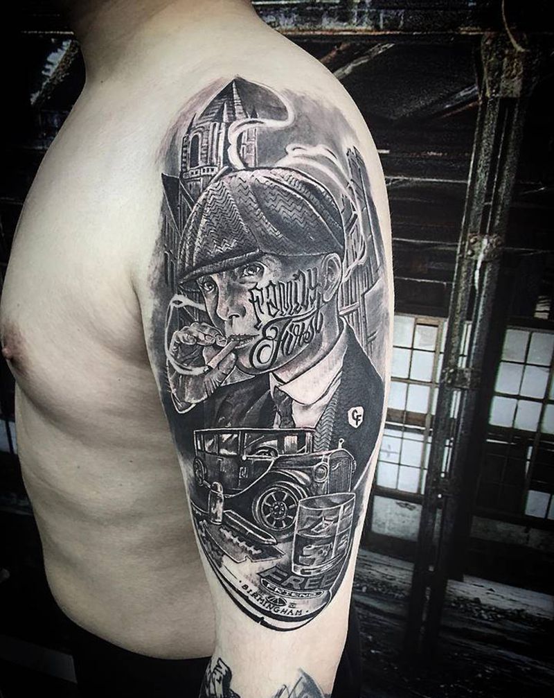 欧美复古风纹身图片_手臂纹身图案