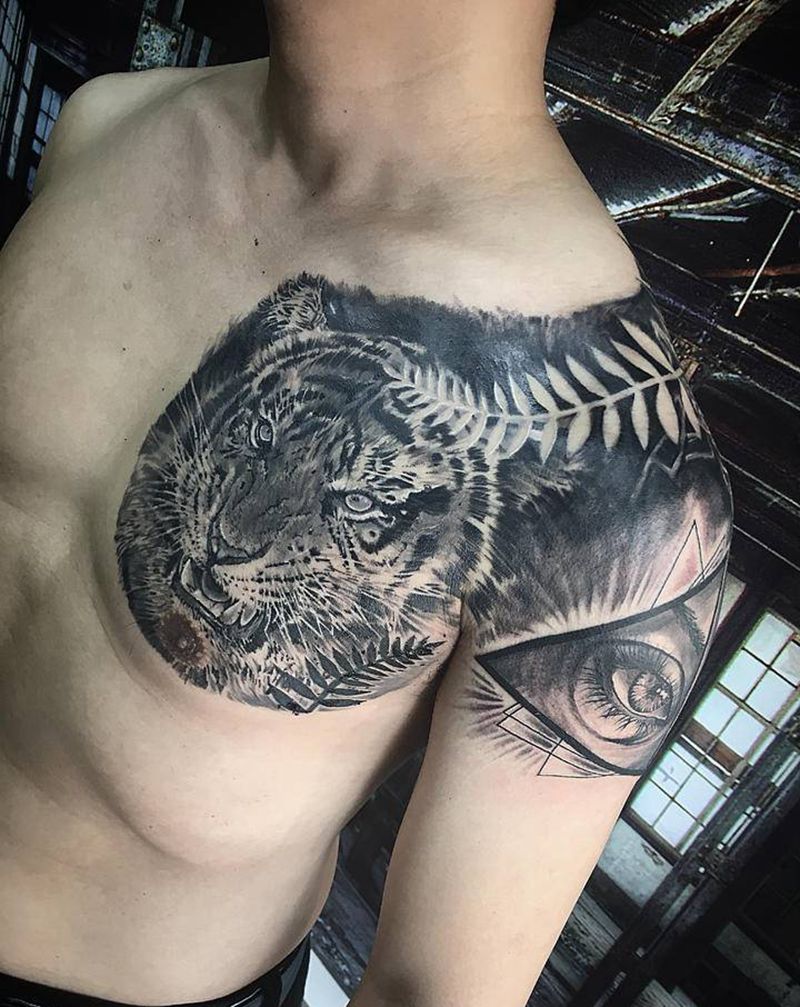 欧美半甲作品纹身图片_胸部纹身图案