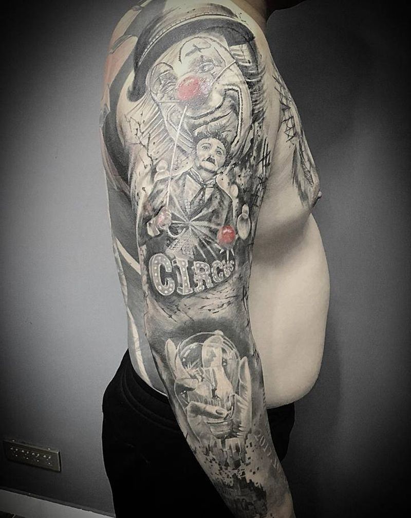 欧美花臂覆盖纹身图片_手臂欧美写实纹身图案