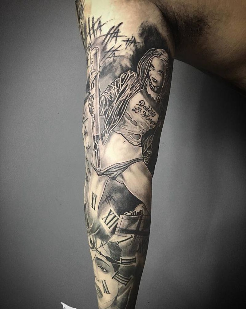 小丑女纹身图片_手臂纹身图案