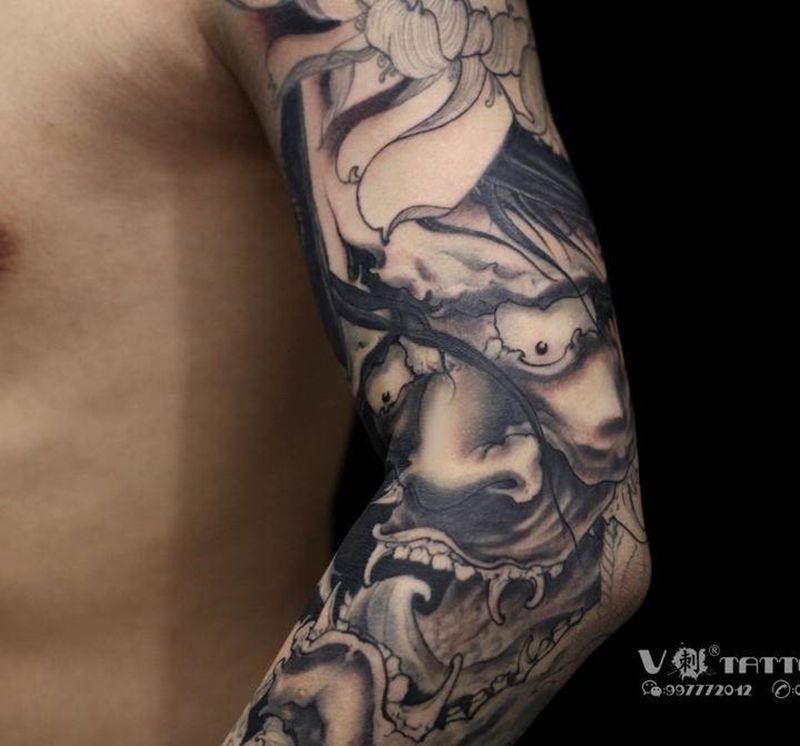 《般若》纹身图片_手臂手部新传统老传统般若纹身图案