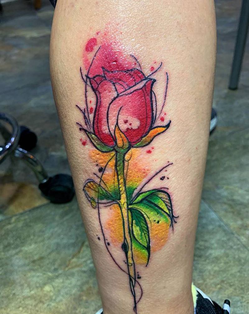 玫瑰纹身图片_背部新传统纹身图案