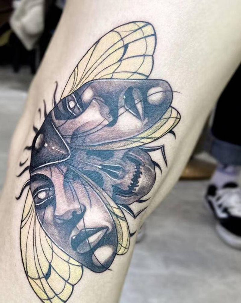 New skool纹身图片_腿部New School纹身图案