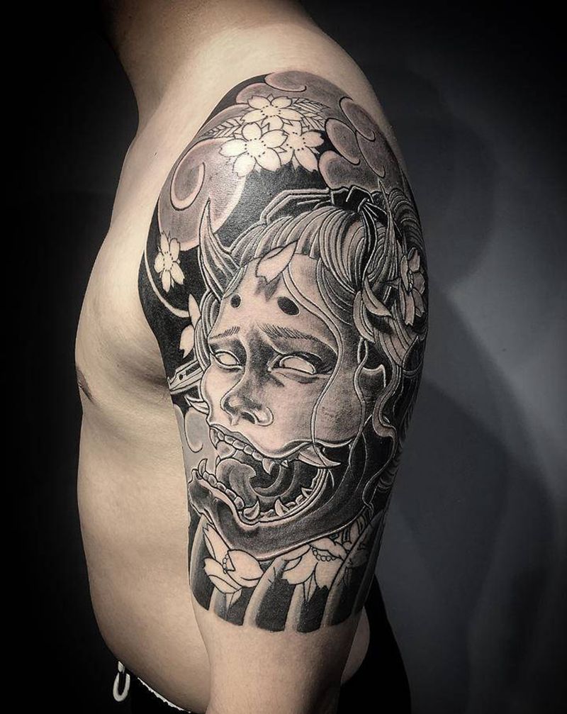 传统日式包大臂纹身图片_手臂纹身图案