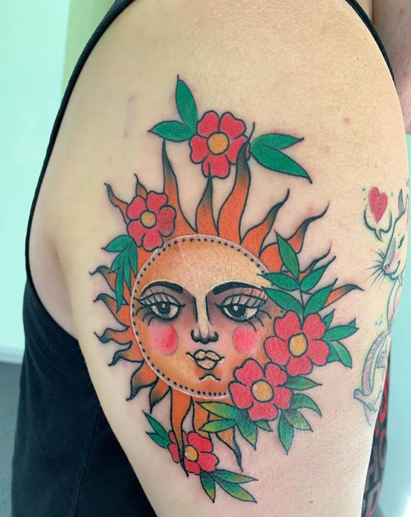 太阳纹身图片_腰部图腾纹身图案