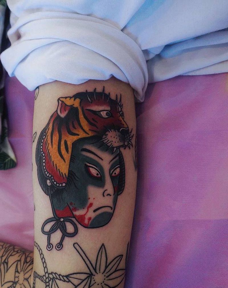 生首纹身图片_Old School新传统纹身图案