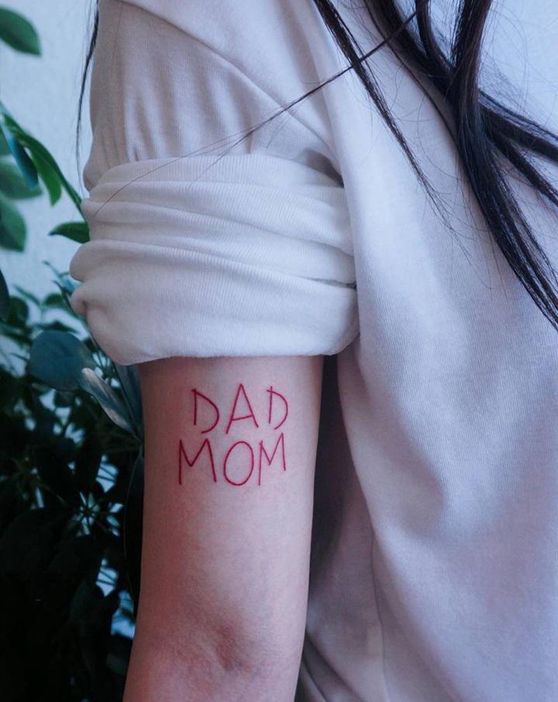 爸爸&妈妈纹身图片_花体字纹身图案