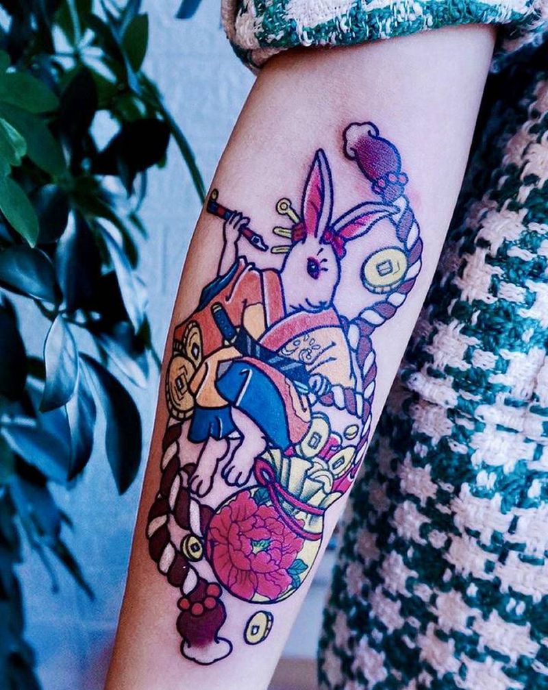 招财兔爷纹身图片_New SchoolOld School纹身图案