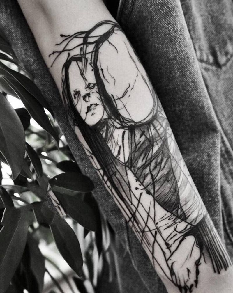 暗黑系列纹身图片_手臂几何New School纹身图案