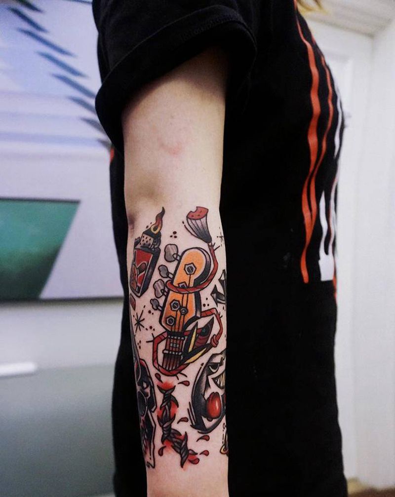 school拼纹身图片_Old School纹身图案