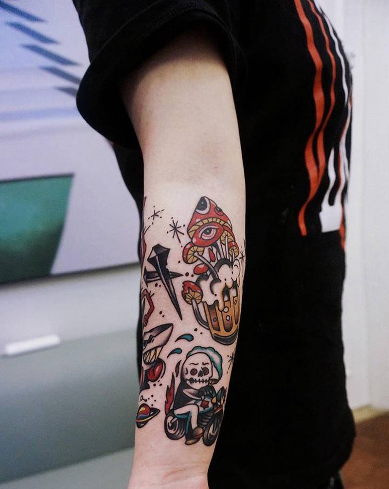 school拼纹身图片_New School纹身图案