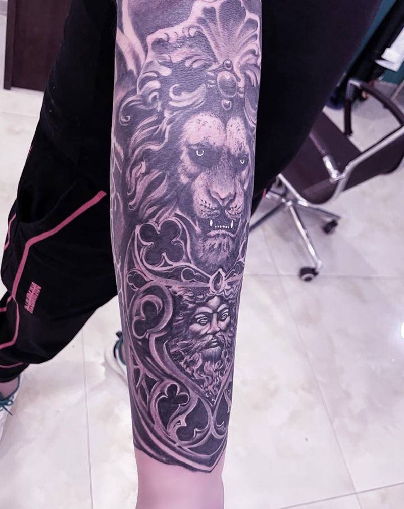 欧美石纹身图片_腹部胸部欧美写实纹身图案