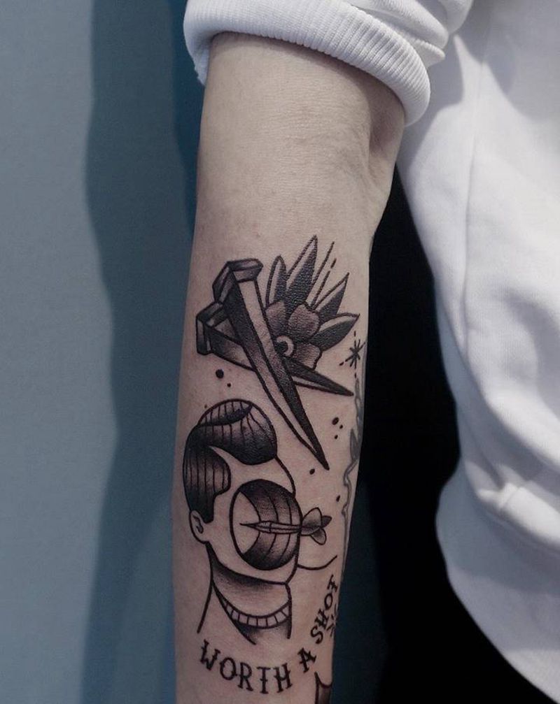 school拼图纹身图片_手臂Old School纹身图案