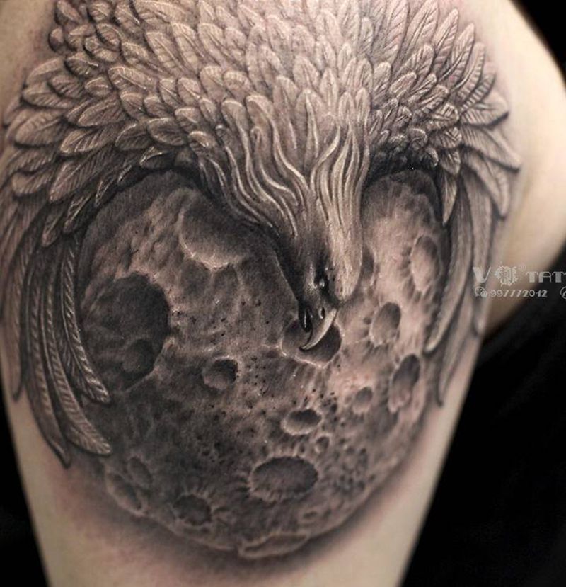 平衡亦是永恒！纹身图片_手臂欧美写实太阳月亮月球纹身图案