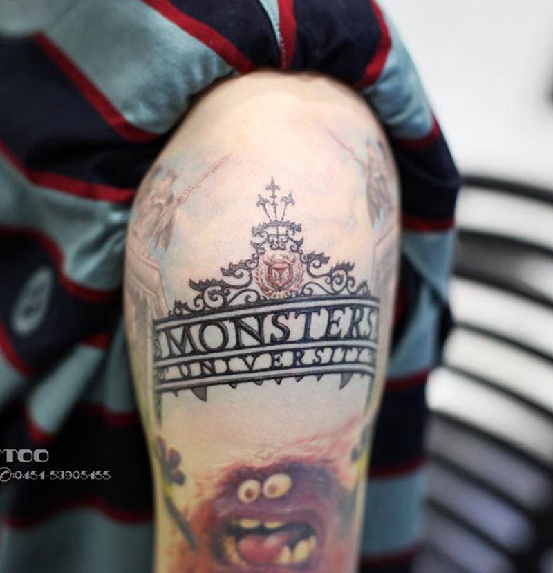 # MONSTERS #纹身图片_手臂欧美写实怪兽大学迪士尼school花臂纹身图案