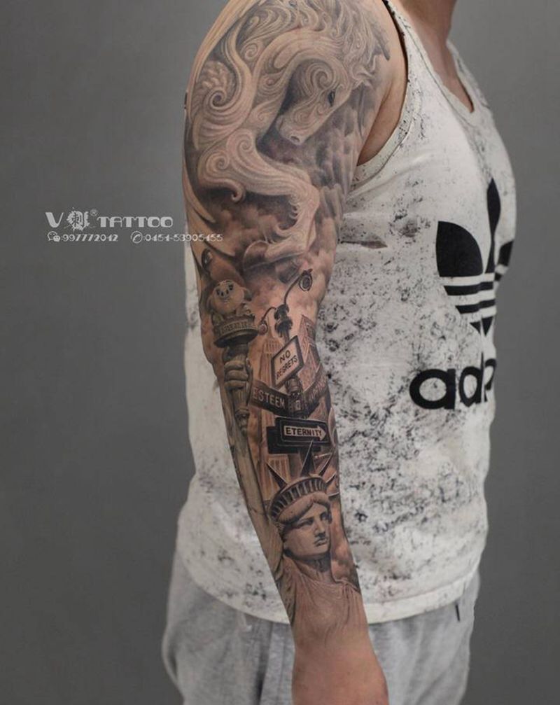 酷的人做什么都酷！纹身图片_手臂欧美写实欧美花臂美式花臂哈尔滨纹身图案