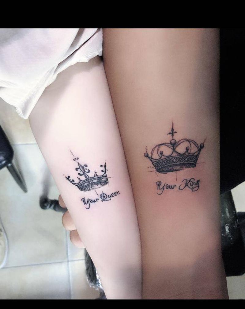 你的女王，你的国王纹身图片_手臂小清新纹身图案