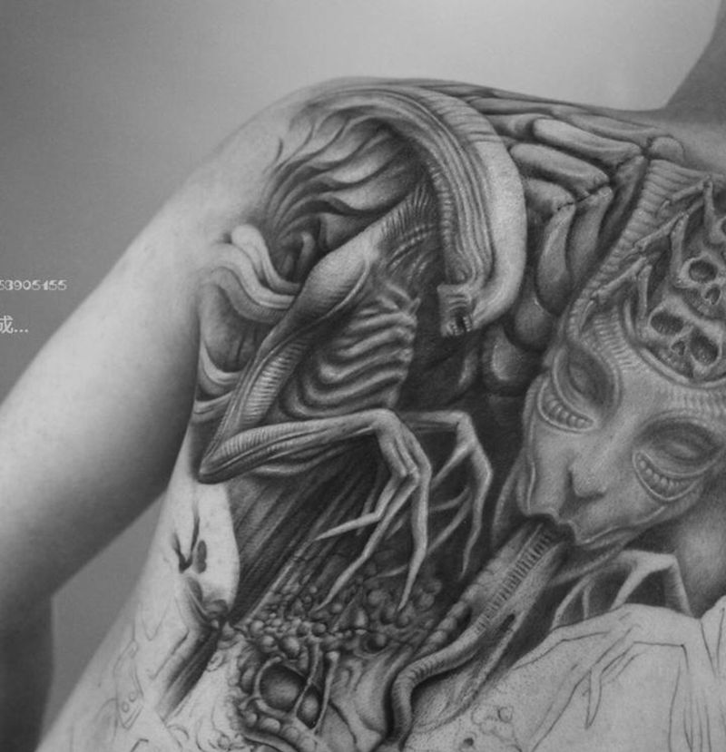 近期未完成…纹身图片_背部欧美写实欧美满背欧美写实满背纹身图案