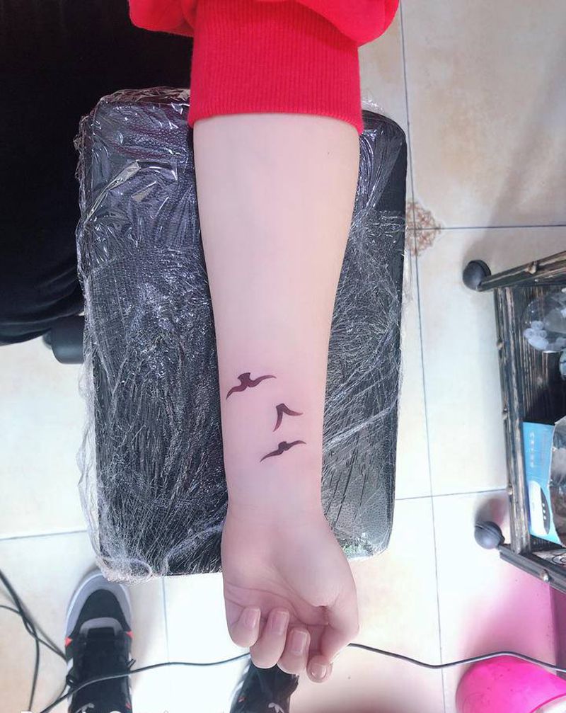 海鸥纹身图片_手臂小清新纹身图案