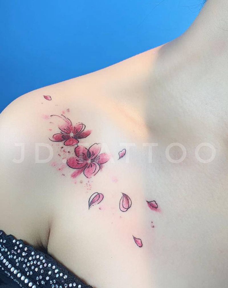 小花花纹身图片_肩部花纹身图案