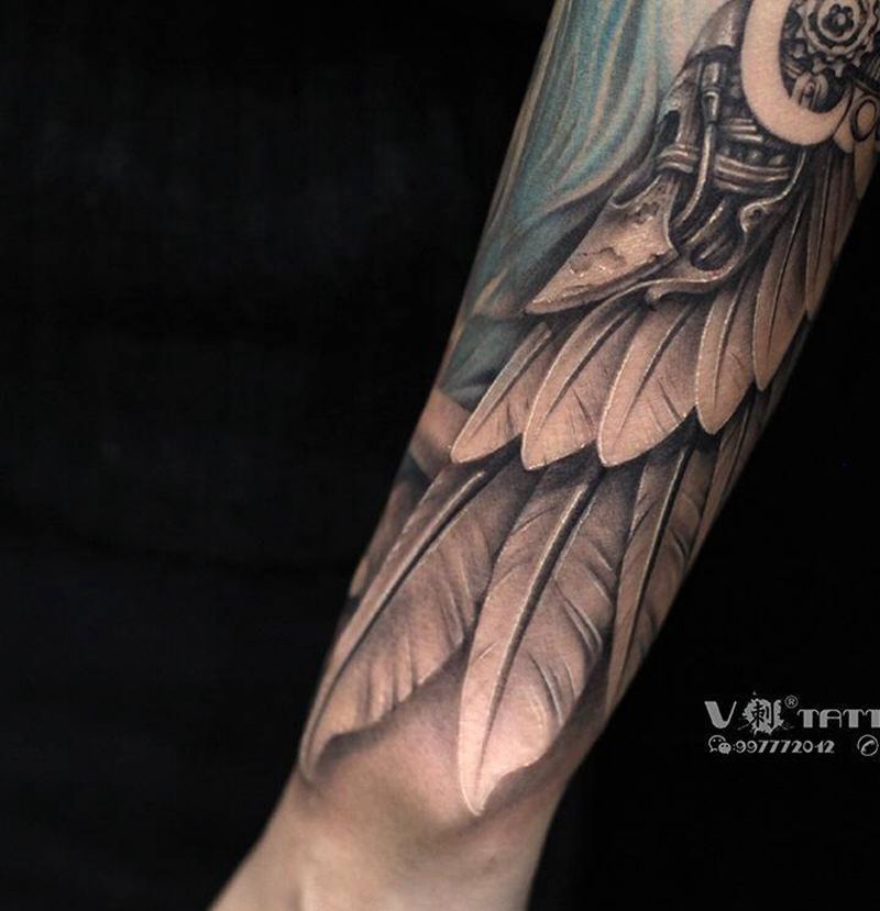 机械翅膀！纹身图片_手臂欧美写实机械翅膀翅膀机械纹身图案