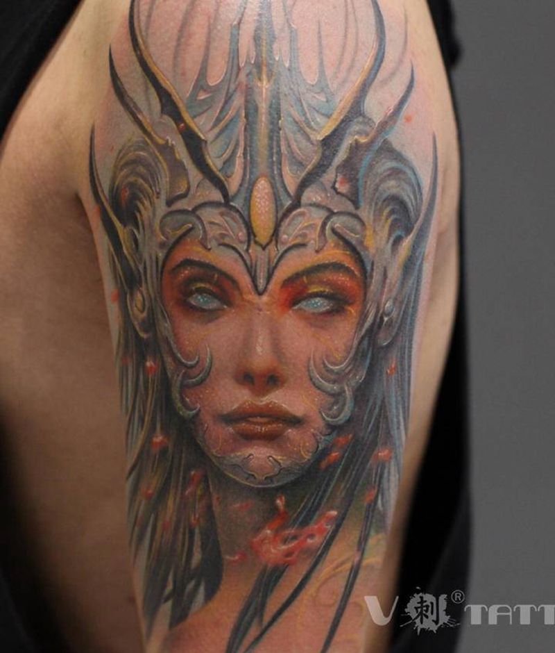 CG写实纹身图片_手臂欧美写实肖像人物写实纹身图案