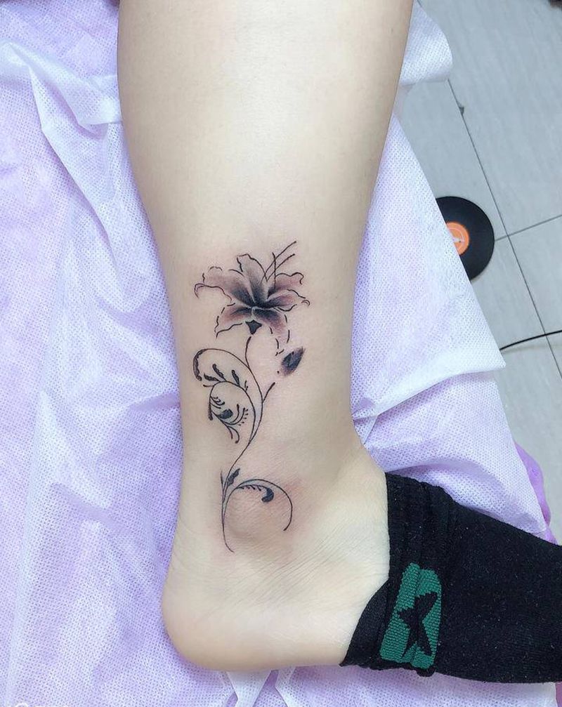 小清新纹身图片_腿部新传统纹身图案