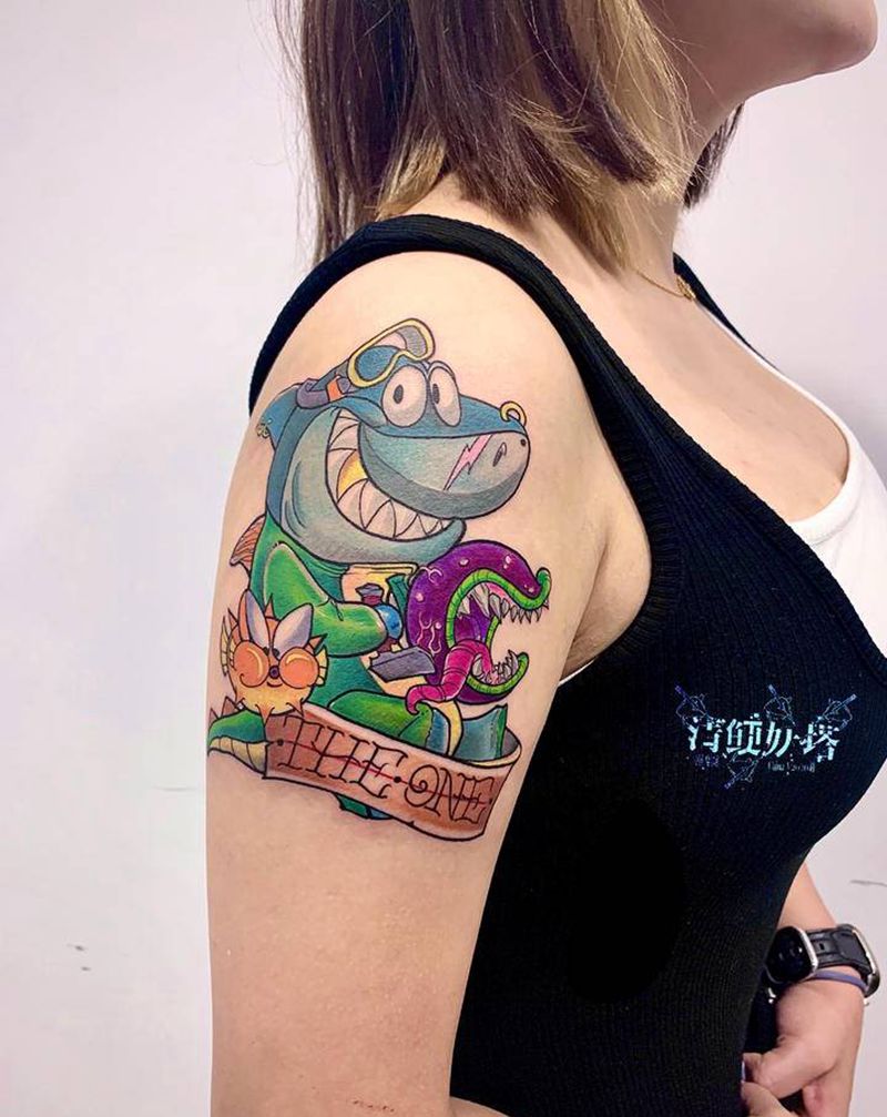 大鲨鱼 (奥尼尔)纹身图片_手臂Old SchoolNew School鲨鱼纹身图案