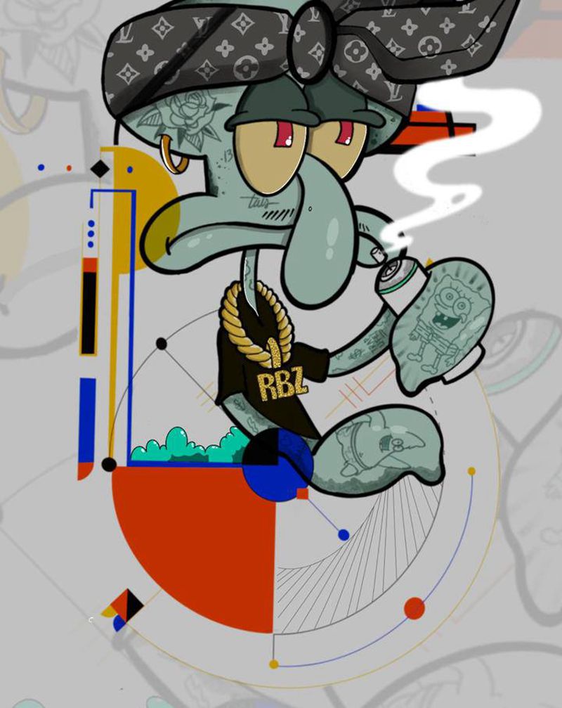 章鱼哥纹身图片_手臂腿部New School章鱼哥 New school纹身图案