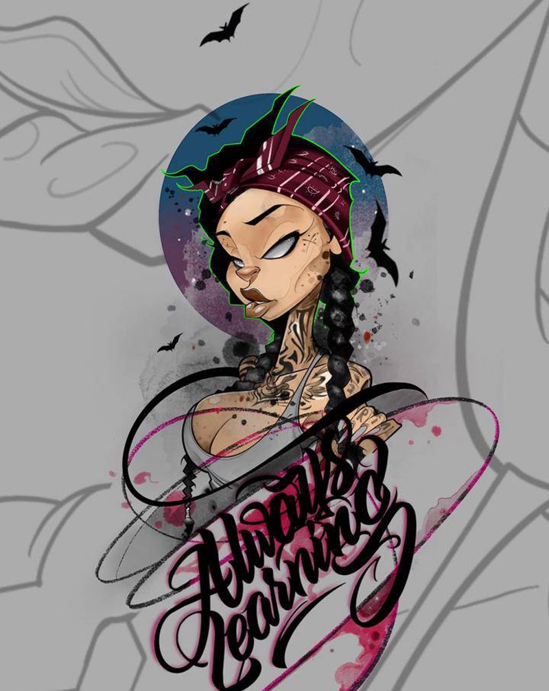 New school纹身图片_New School女郎纹身图案