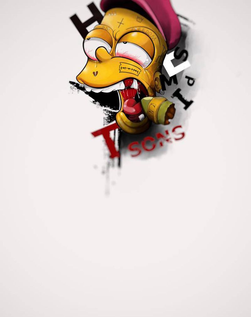 辛普森一家纹身图片_手臂New School水墨辛普森New school卡通纹身图案