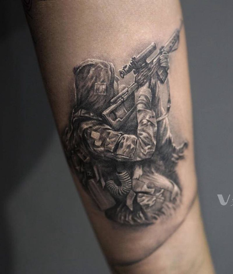 # 荒野战士 # （未完成…纹身图片_手臂欧美写实战士欧美花臂写实纹身图案