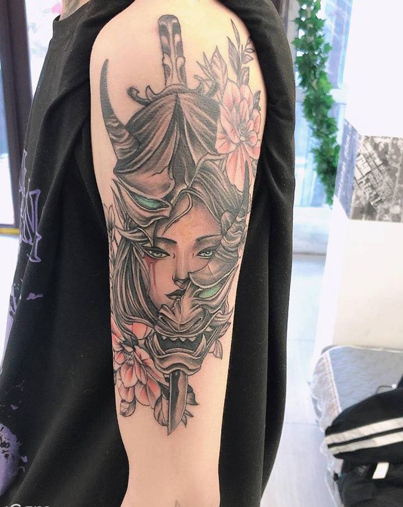 艺妓纹身图片_手臂新传统纹身图案