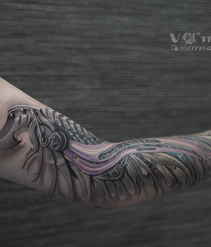 机械翅膀…纹身图片_手臂欧美写实机械翅膀机械翅膀纹身图案