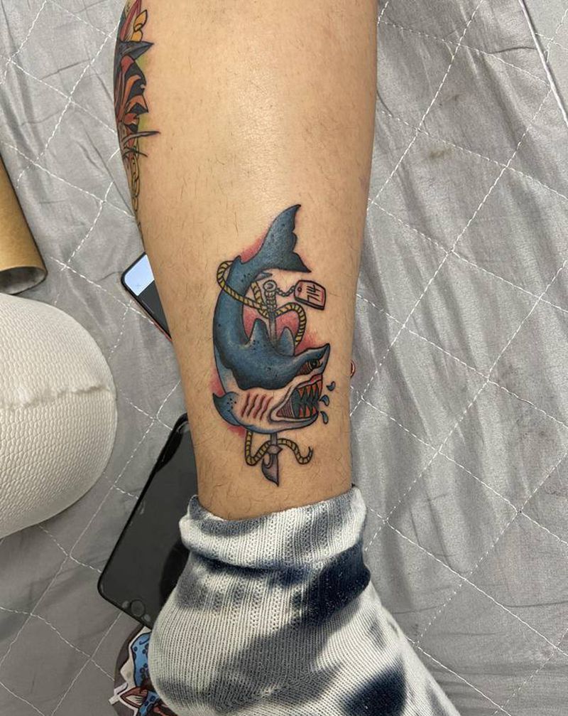 oldschool纹身图片_腿部Old School纹身图案