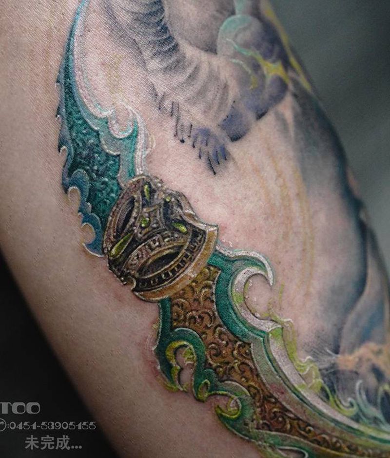 魔兽世界—蛋刀！纹身图片_腿部欧美写实魔兽世界蛋刀魔兽纹身图案