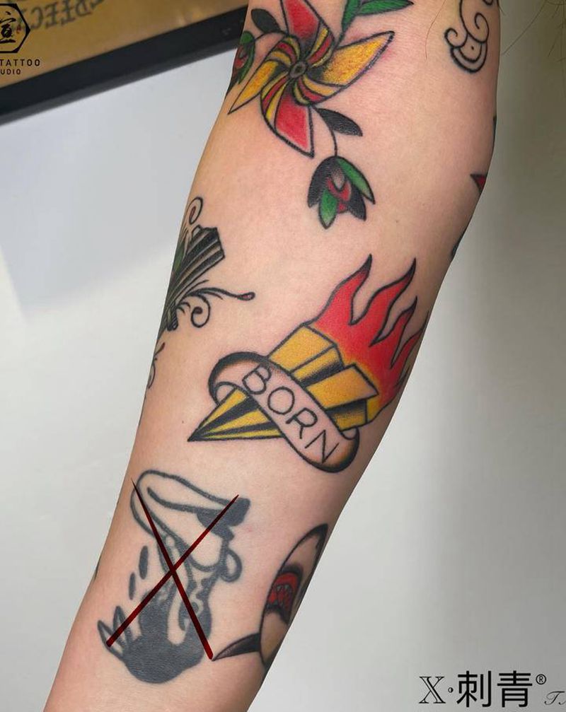 old school纹身图片_手臂Old School拼接old school花臂纹身图案
