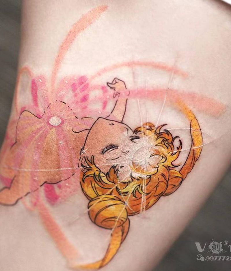 美少女战士纹身图片_腿部New School美少女战士水冰月遮盖纹身图案