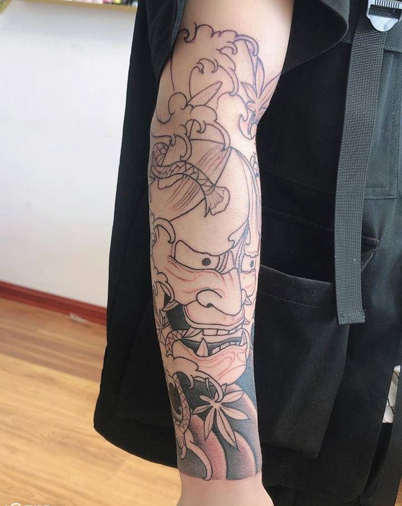 般若纹身图片_手臂老传统纹身图案