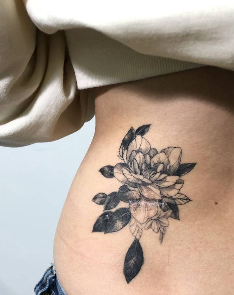 素花遮盖纹身图片_素花纹身图案