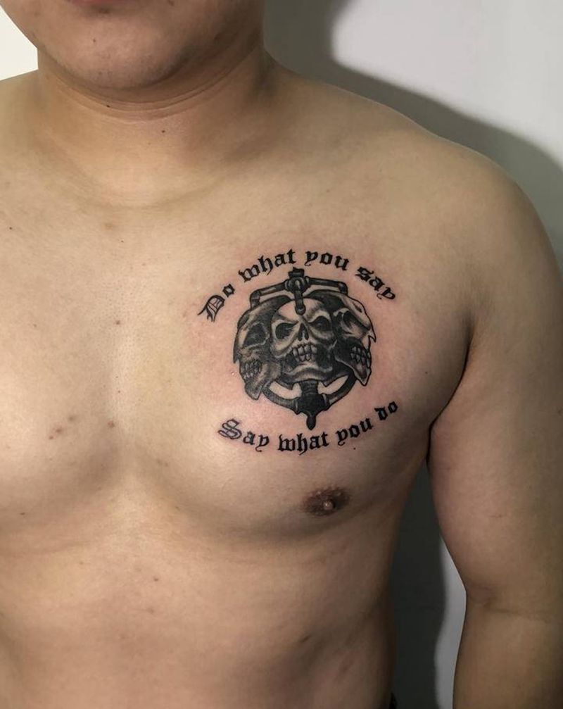 拉扎尔同款纹身图片_胸部纹身图案