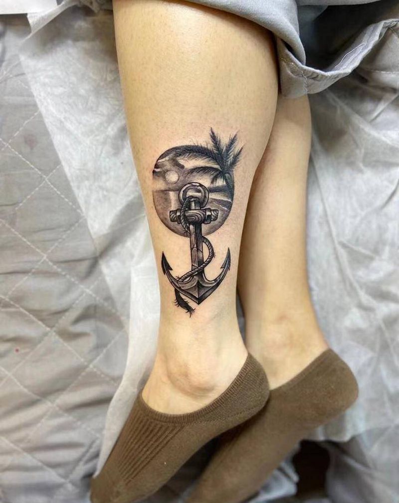 ⚓️纹身图片_腿部新传统纹身图案