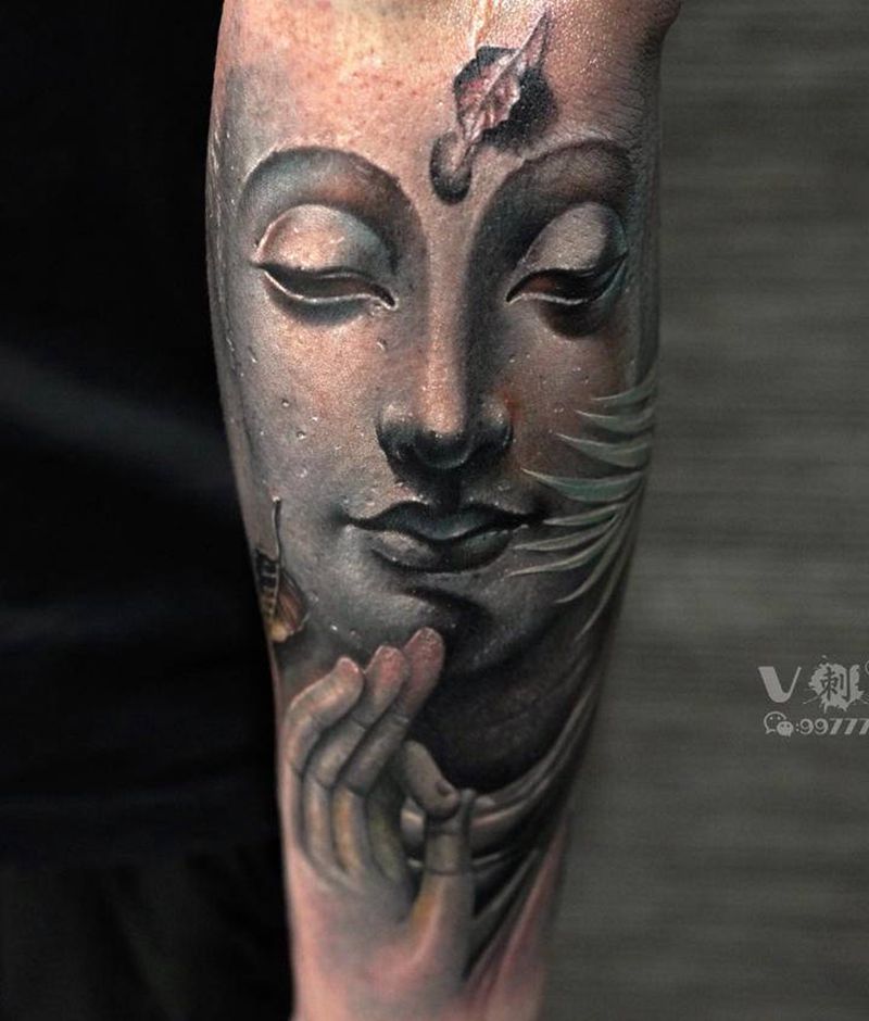 佛…纹身图片_手臂新传统佛佛写实纹身图案