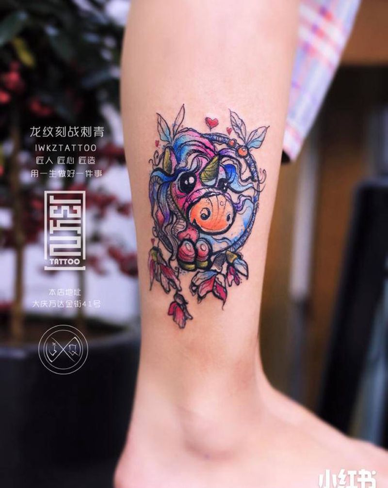 龙纹刻战刺青文化纹身图片_腿部水彩纹身图案