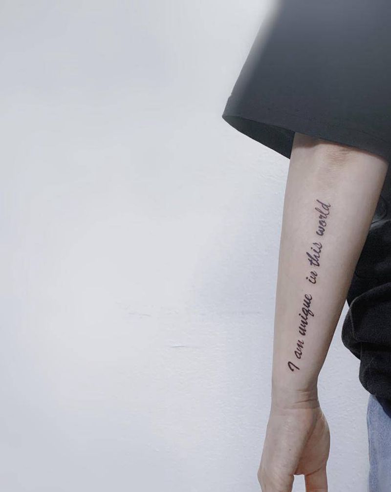 I am unique纹身图片_手臂英文纹身图案