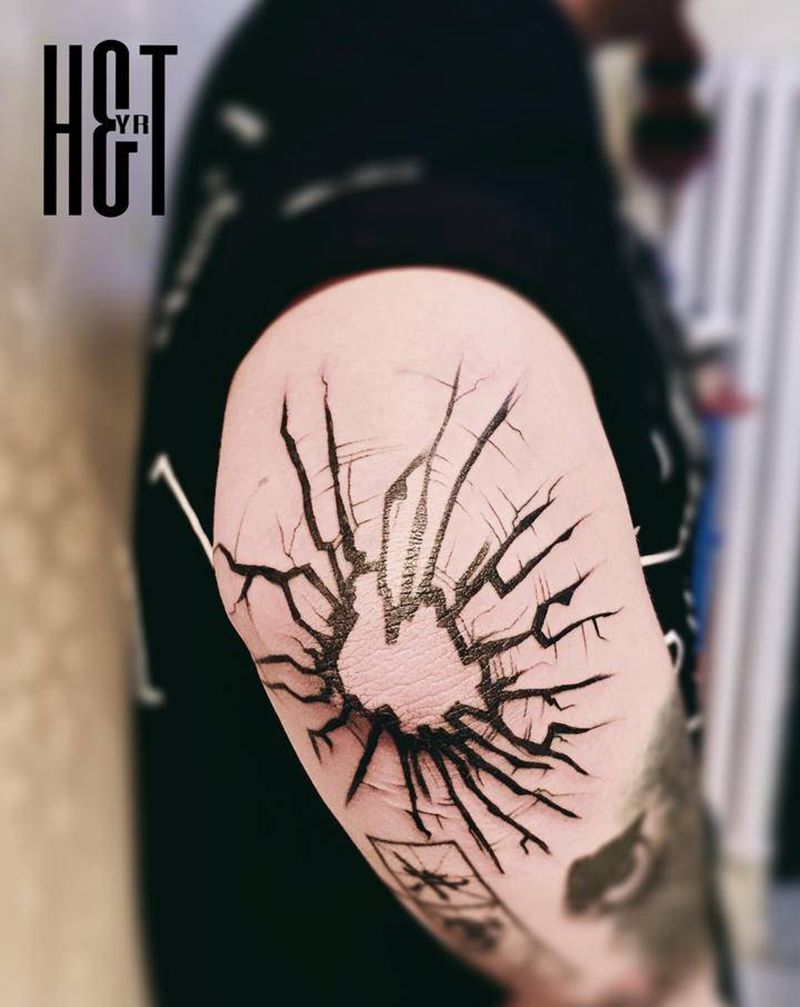 school花臂手肘纹身图片_手臂New School手肘部位纹身图案